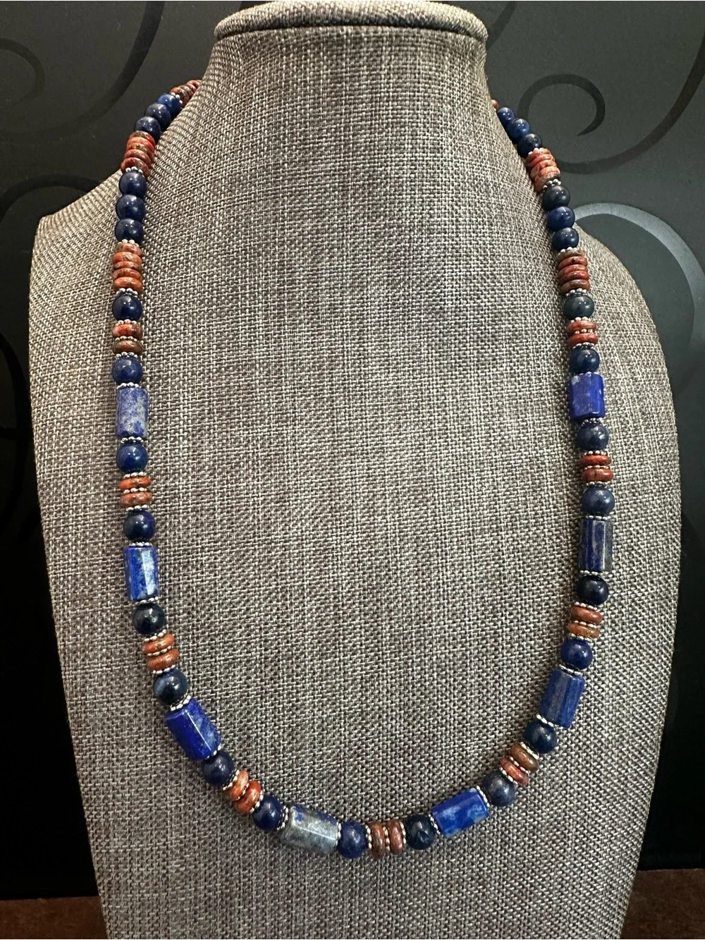 Handmade Lapis lazuli Bead  Unisex Necklace